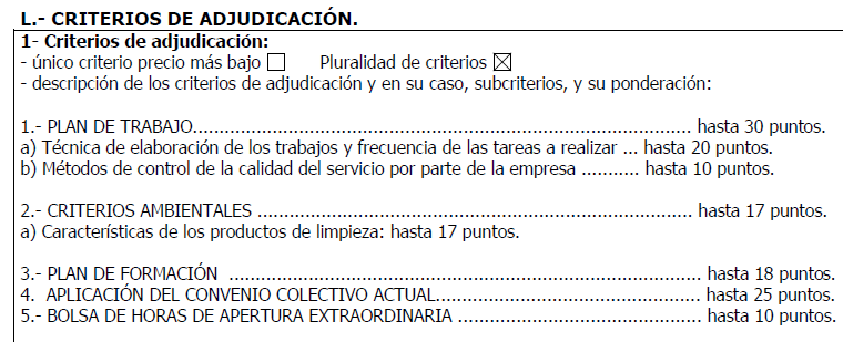 Criterios de adjudicación